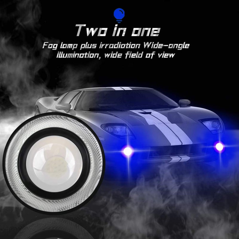 KaiDengZhe 2PCS Super Bright 3" Projector Universal LED Fog Light 12V 10W Blue COB Halo Angel Eye Rings For Moto Headlight Car Daytime Running Light DRL Driving Light Fog Light Bulb - Image 5